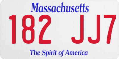 MA license plate 182JJ7