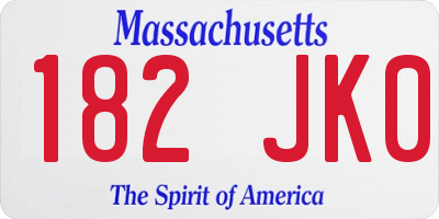 MA license plate 182JK0