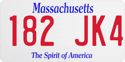 MA license plate 182JK4