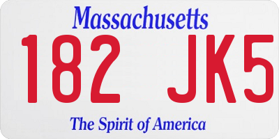 MA license plate 182JK5