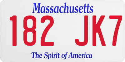 MA license plate 182JK7