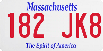 MA license plate 182JK8