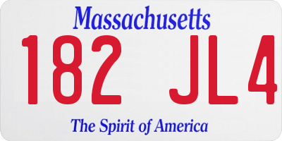 MA license plate 182JL4