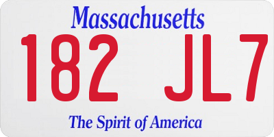 MA license plate 182JL7