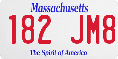MA license plate 182JM8