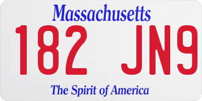 MA license plate 182JN9