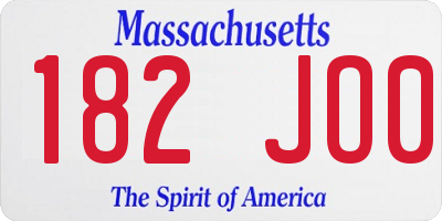 MA license plate 182JO0