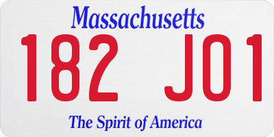 MA license plate 182JO1