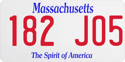 MA license plate 182JO5