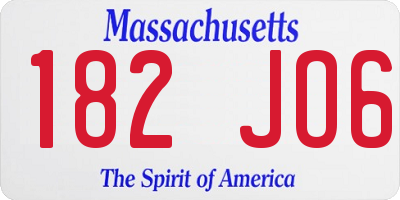 MA license plate 182JO6