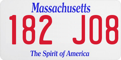 MA license plate 182JO8