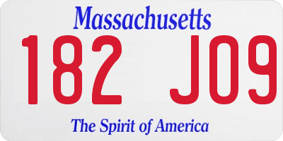 MA license plate 182JO9