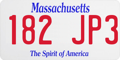 MA license plate 182JP3