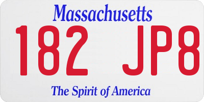 MA license plate 182JP8