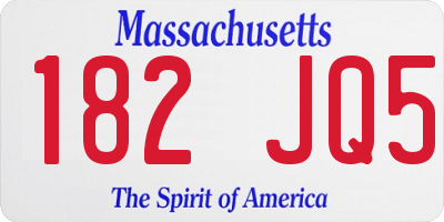 MA license plate 182JQ5