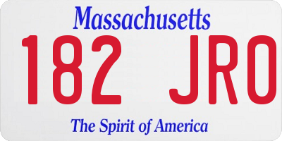 MA license plate 182JR0