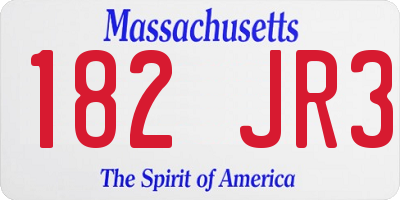 MA license plate 182JR3