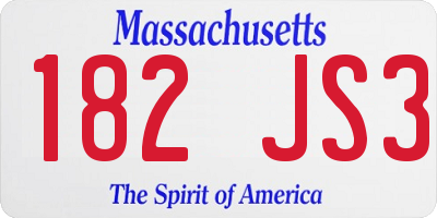 MA license plate 182JS3