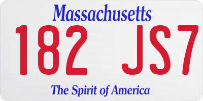 MA license plate 182JS7