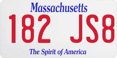MA license plate 182JS8