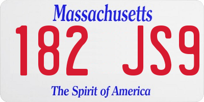 MA license plate 182JS9