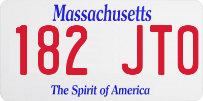MA license plate 182JT0