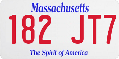 MA license plate 182JT7