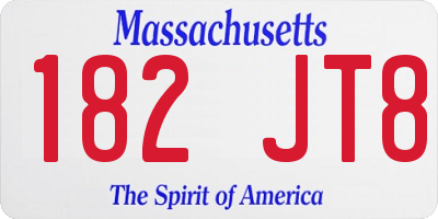 MA license plate 182JT8