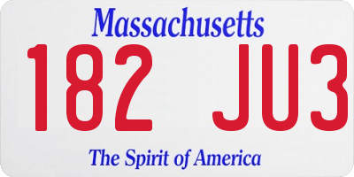 MA license plate 182JU3