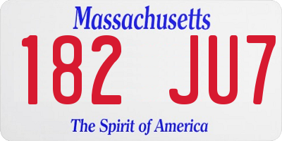 MA license plate 182JU7