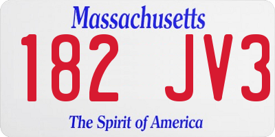 MA license plate 182JV3