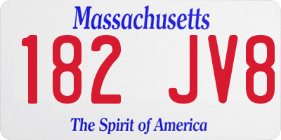 MA license plate 182JV8