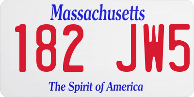 MA license plate 182JW5