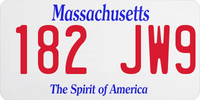 MA license plate 182JW9