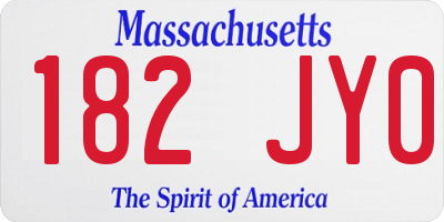 MA license plate 182JY0