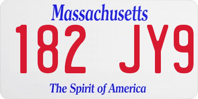 MA license plate 182JY9
