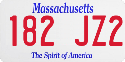 MA license plate 182JZ2