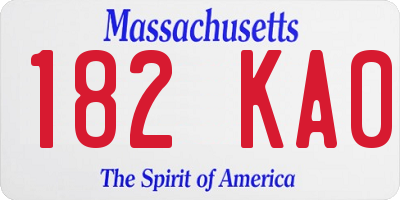 MA license plate 182KA0