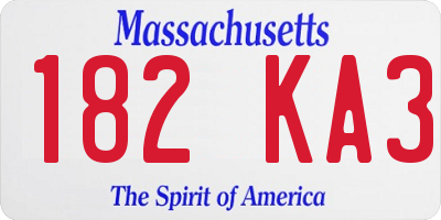 MA license plate 182KA3