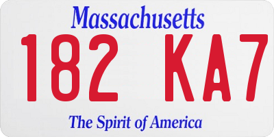 MA license plate 182KA7