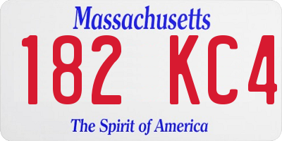 MA license plate 182KC4