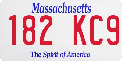 MA license plate 182KC9