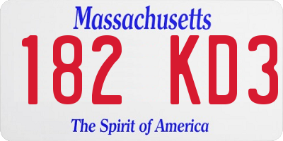 MA license plate 182KD3