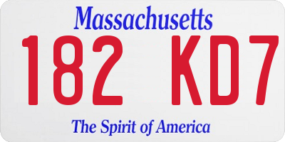 MA license plate 182KD7