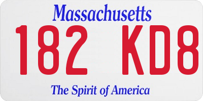 MA license plate 182KD8