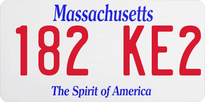 MA license plate 182KE2