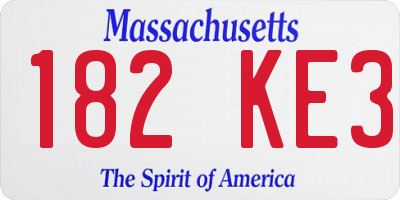 MA license plate 182KE3