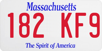 MA license plate 182KF9