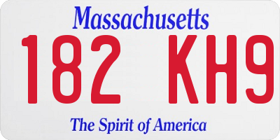 MA license plate 182KH9