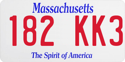 MA license plate 182KK3
